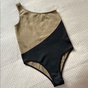 Stylish Tan and Black Body Suit